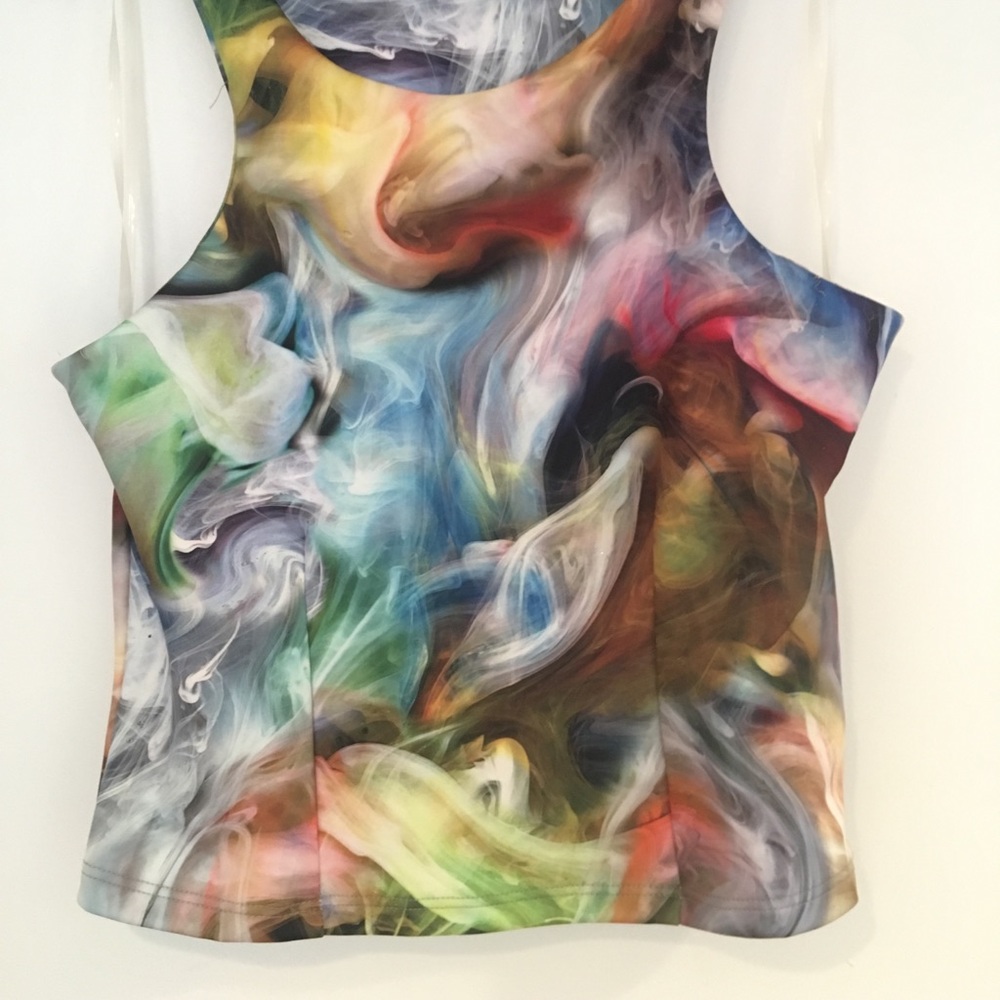 Never worn chic racer back multicolored top